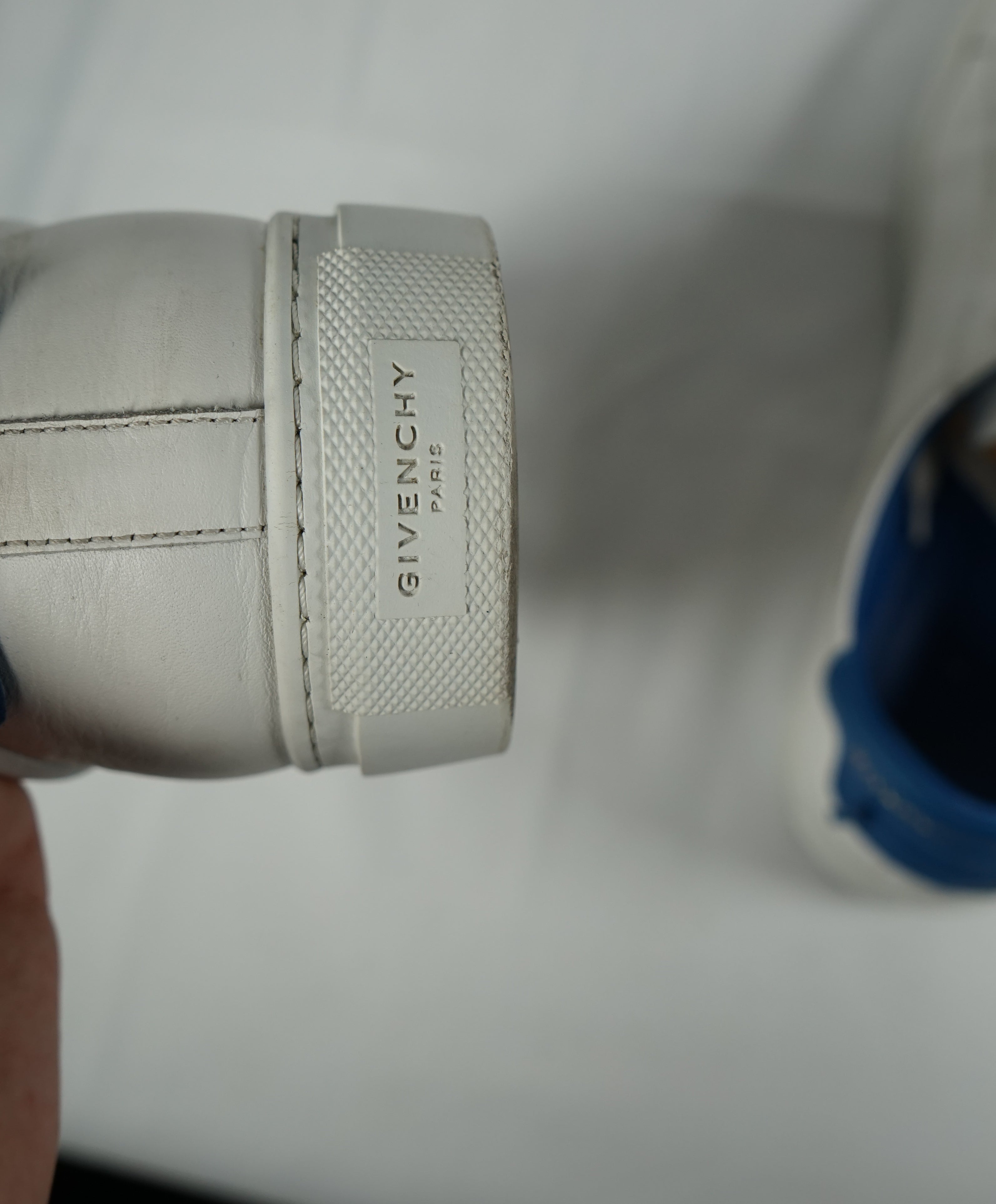 GIVENCHY - “Knot” White Iconic Sneaker With Blue & Gold Logo Back - 9