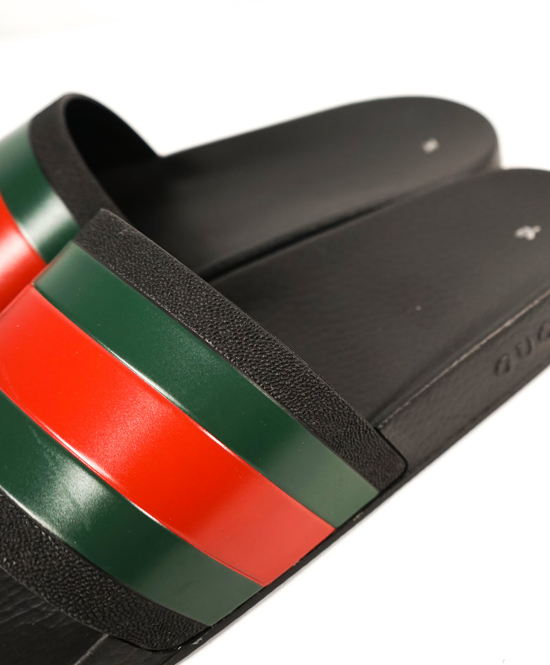 GUCCI - Iconic Green & Red Stripe Slides "72" Slippers - 7