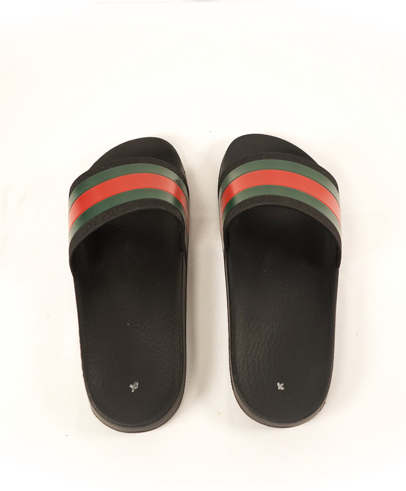 GUCCI - Iconic Green & Red Stripe Slides "72" Slippers - 7