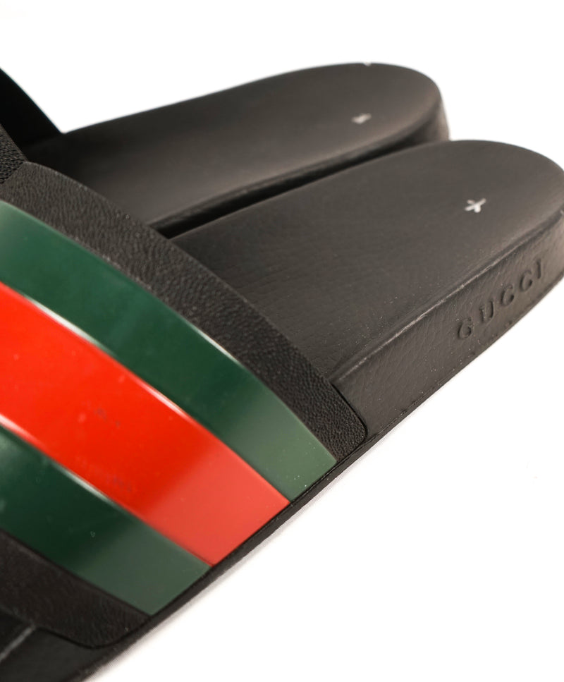 GUCCI - Iconic Green & Red Stripe Slides "72" Slippers - 11