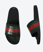 GUCCI - Iconic Green & Red Stripe Slides "72" Slippers - 13