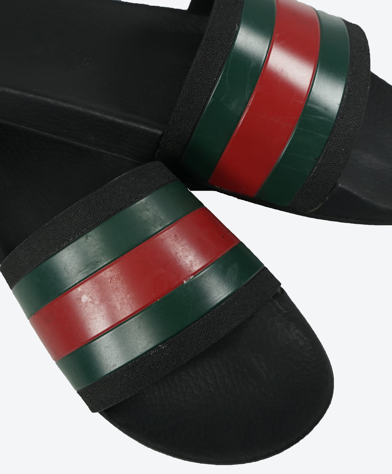 GUCCI - Iconic Green & Red Stripe Slides "72" Slippers - 13