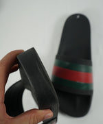 GUCCI - Iconic Green & Red Stripe Slides "72" Slippers - 13