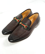 GUCCI - Iconic Green & Red Stripe Horsebit Loafers - 10