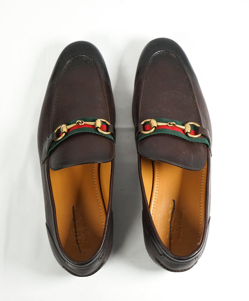 GUCCI - Iconic Green & Red Stripe Horsebit Loafers - 10
