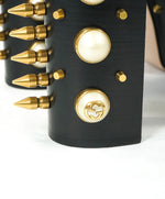 GUCCI - "Vegas" Spike Platform Heel With Gold GG Logo Pearls - 8