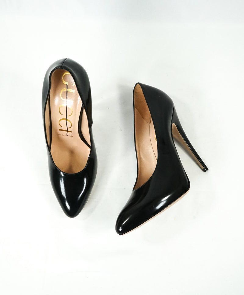 GUCCI - Black Patent Leather Round Toe High Heel Pumps- 7 – Luxe Hanger