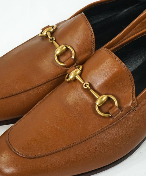 GUCCI - "Brixton" Horse-Bit Loafers Convertible Back Gold/Brown - 9 US
