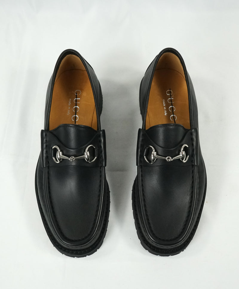 GUCCI - Horse-bit Lug Sole Loafers Black Iconic Style - 8.5