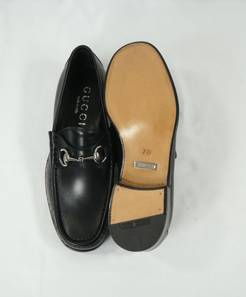 GUCCI - Horse-bit Leather sole Loafers Black Iconic Style - 7.5