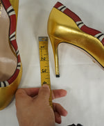 GUCCI - KingSnake Snake Gold Current High Heel Pumps- 7.5