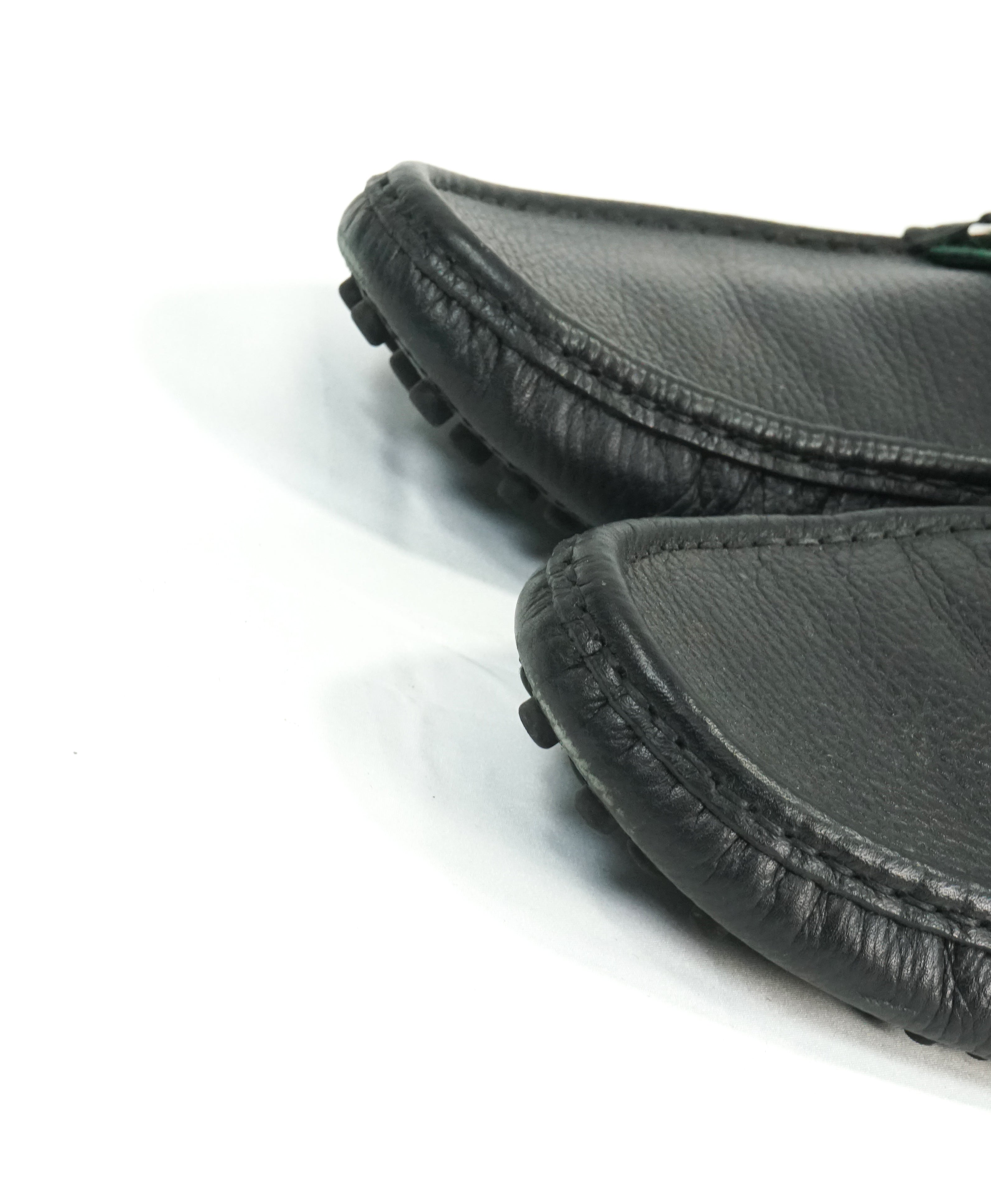 GUCCI - Black Horse-Bit Driving Loafers With Web Detail - 12.5