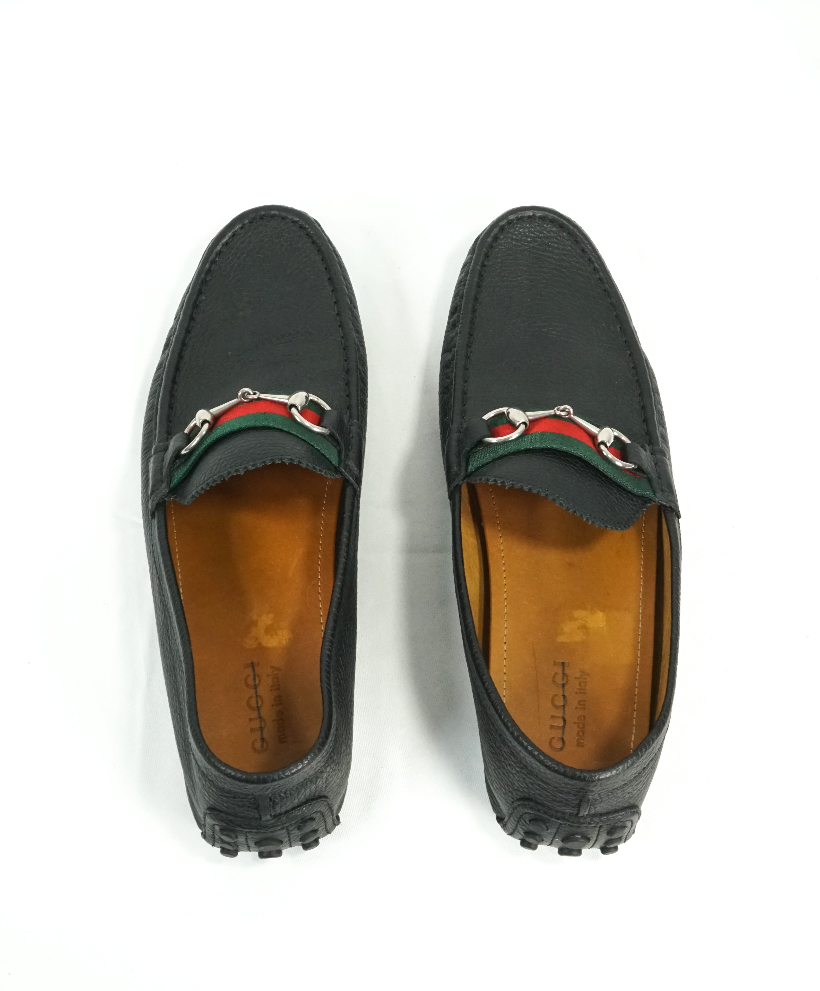 GUCCI - Black Horse-Bit Driving Loafers With Web Detail - 12.5