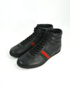 GUCCI -Red & Green Logo Stripe GG High Top Black Sneakers- 6G / 6.5 US