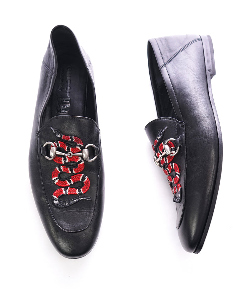 GUCCI - "Brixton" King Snake Horse-Bit Loafers Convertible Back Black - 10 US