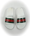 GUCCI - Iconic Green & Red Slides "72" White Slippers - 7