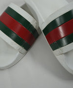 GUCCI - Iconic Green & Red Slides "72" White Slippers - 7