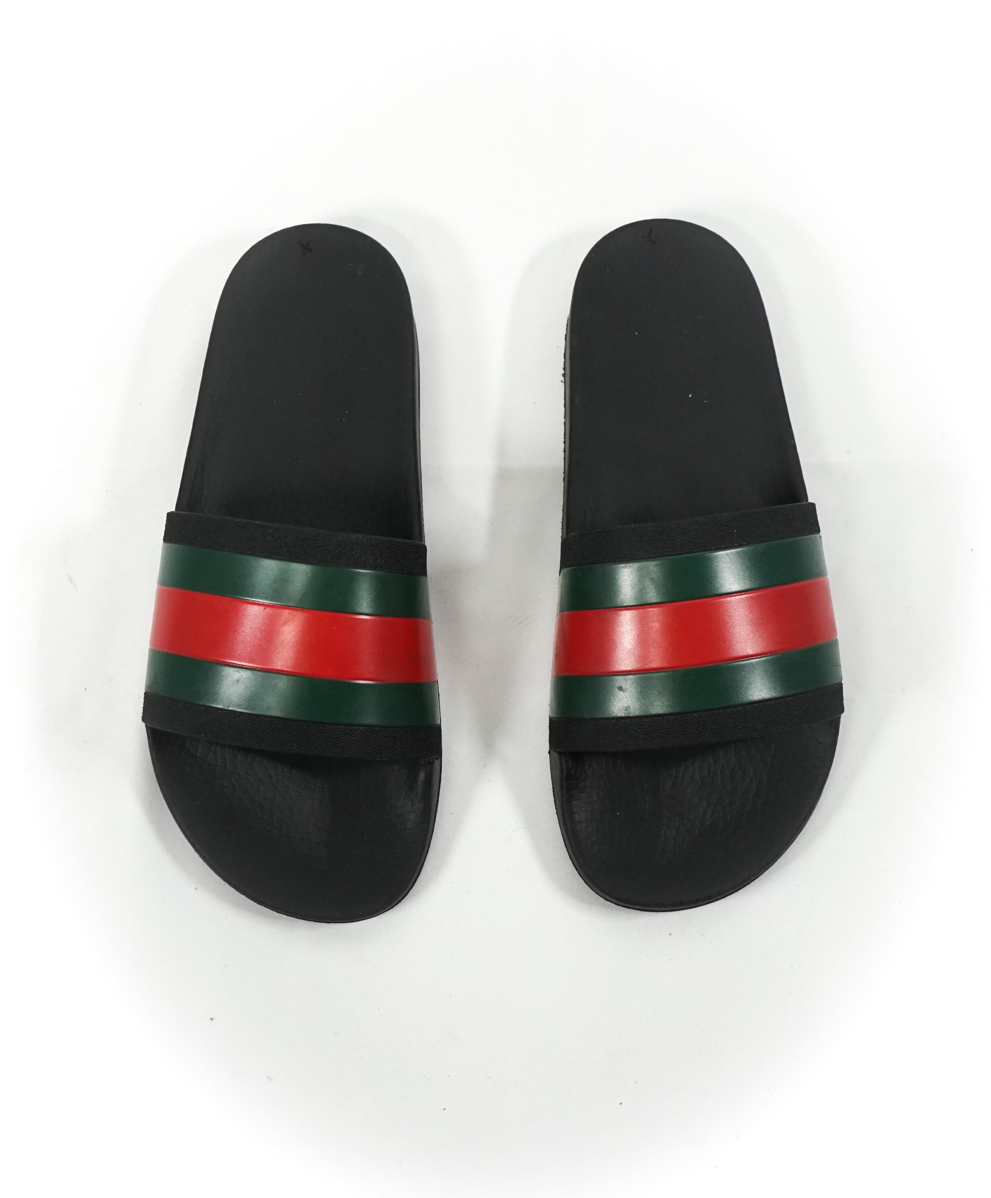 GUCCI - Iconic Green & Red Stripe Slides "72" Slippers - 8