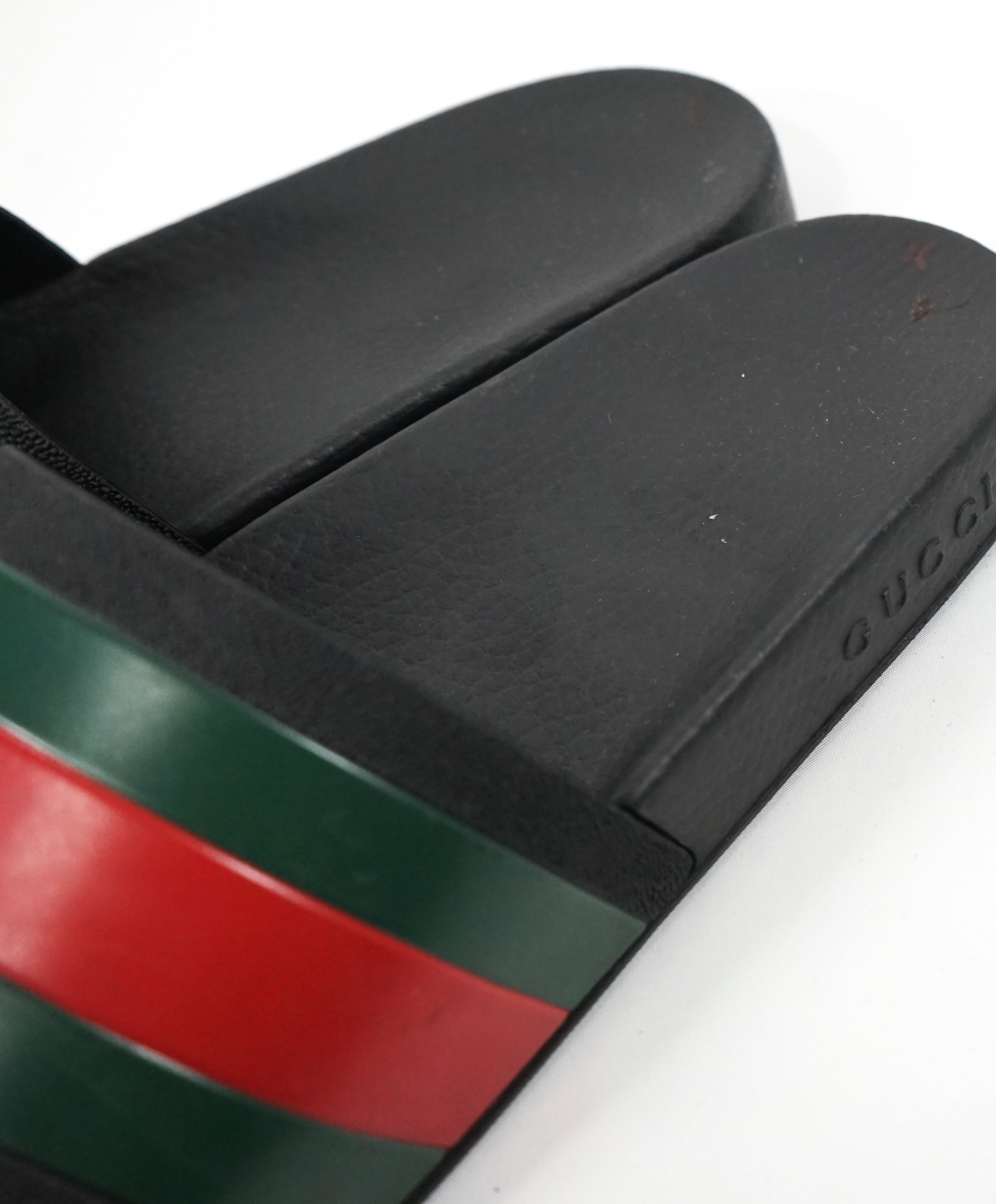 GUCCI - Iconic Green & Red Stripe Slides "72" Slippers - 8