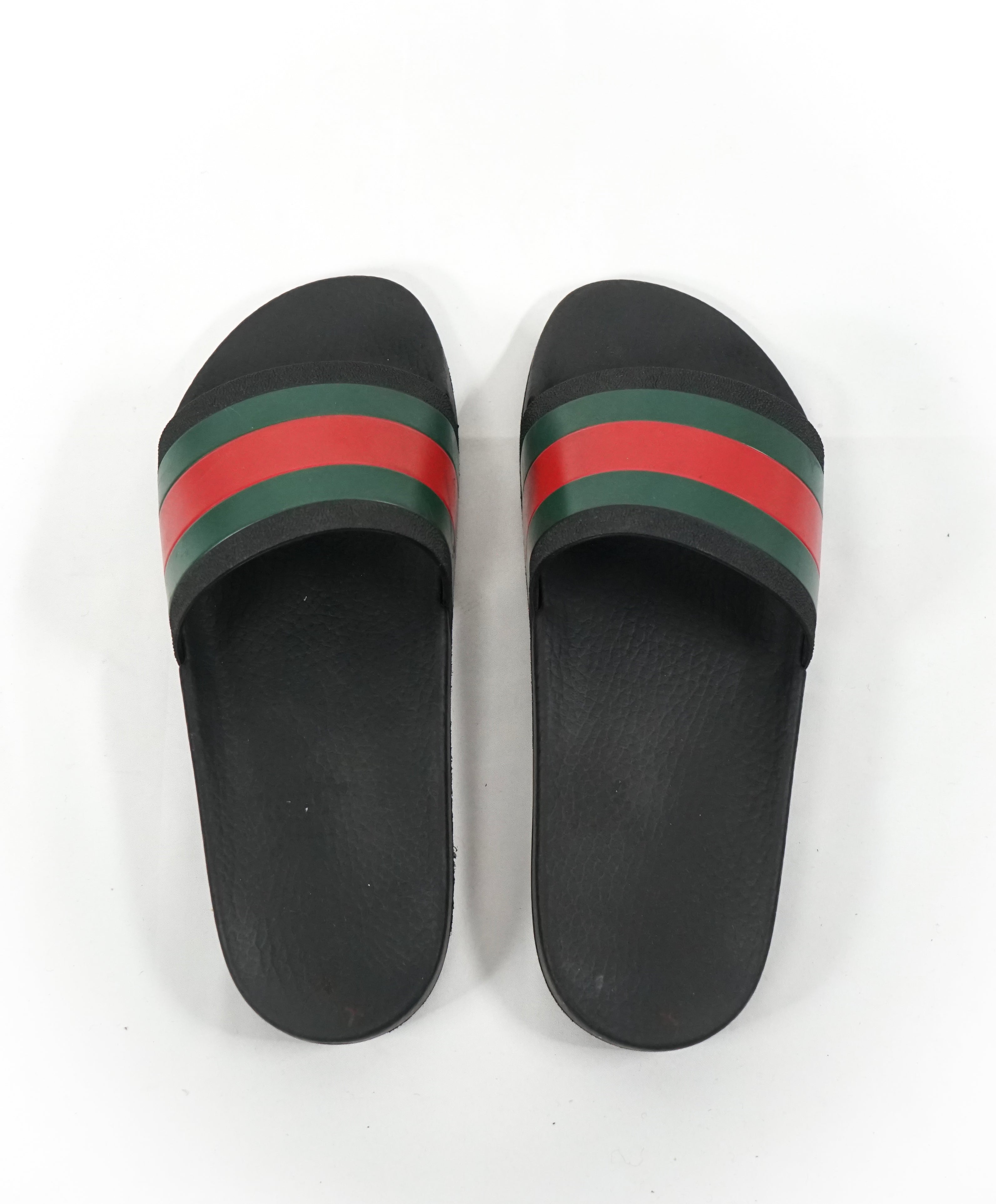 GUCCI - Iconic Green & Red Stripe Slides "72" Slippers - 8