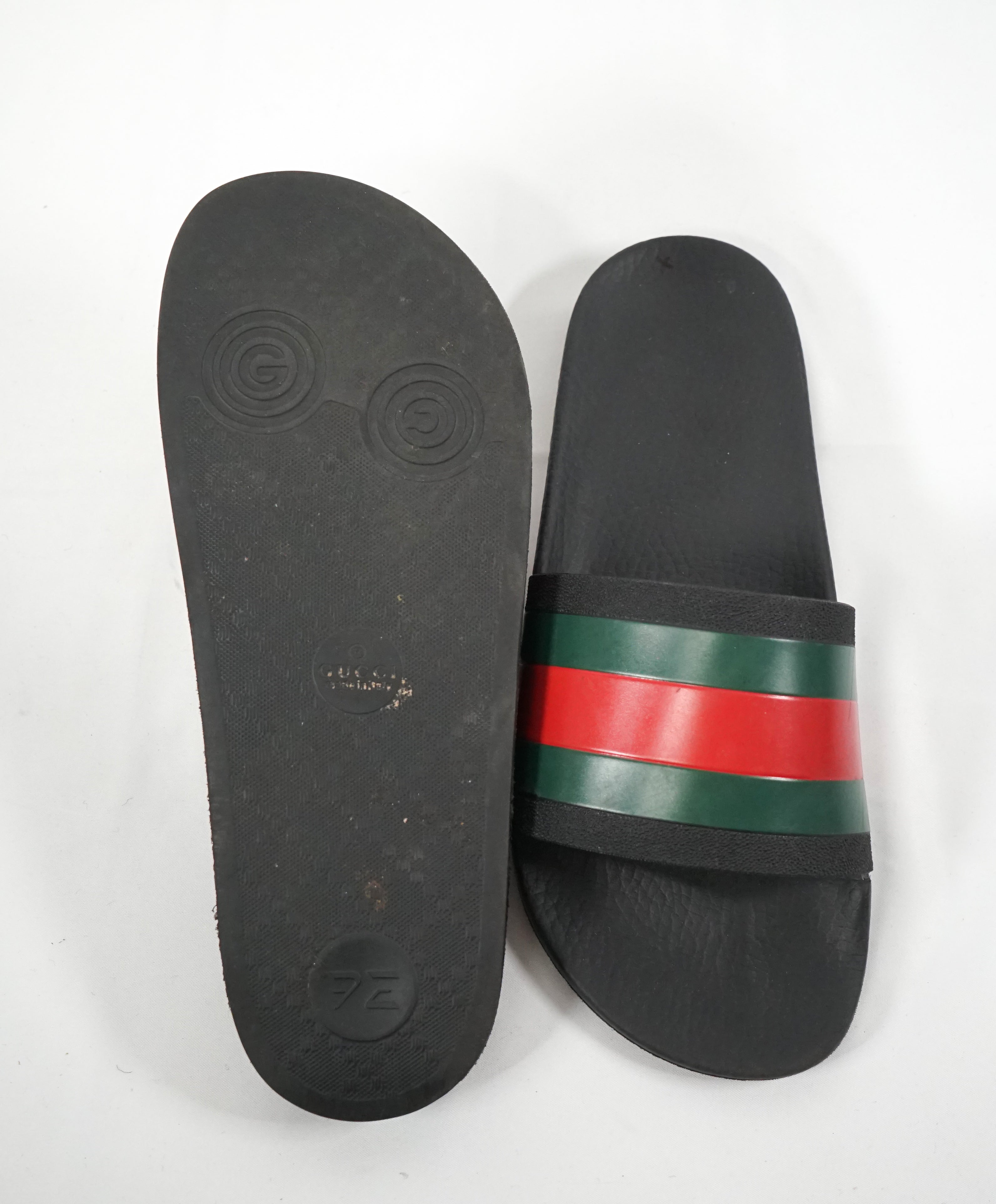 GUCCI - Iconic Green & Red Stripe Slides "72" Slippers - 8