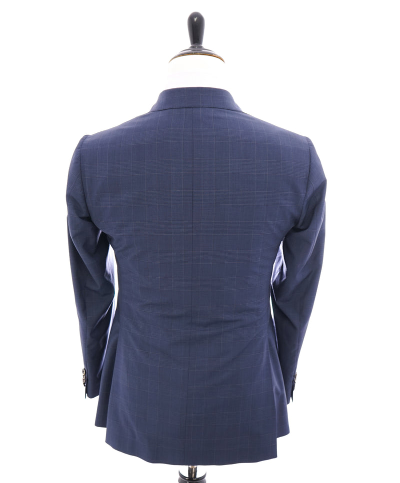 HARDWICK - Made In USA Premium Construction 2-3 Roll Lapel Blue Plaid Suit - 38R