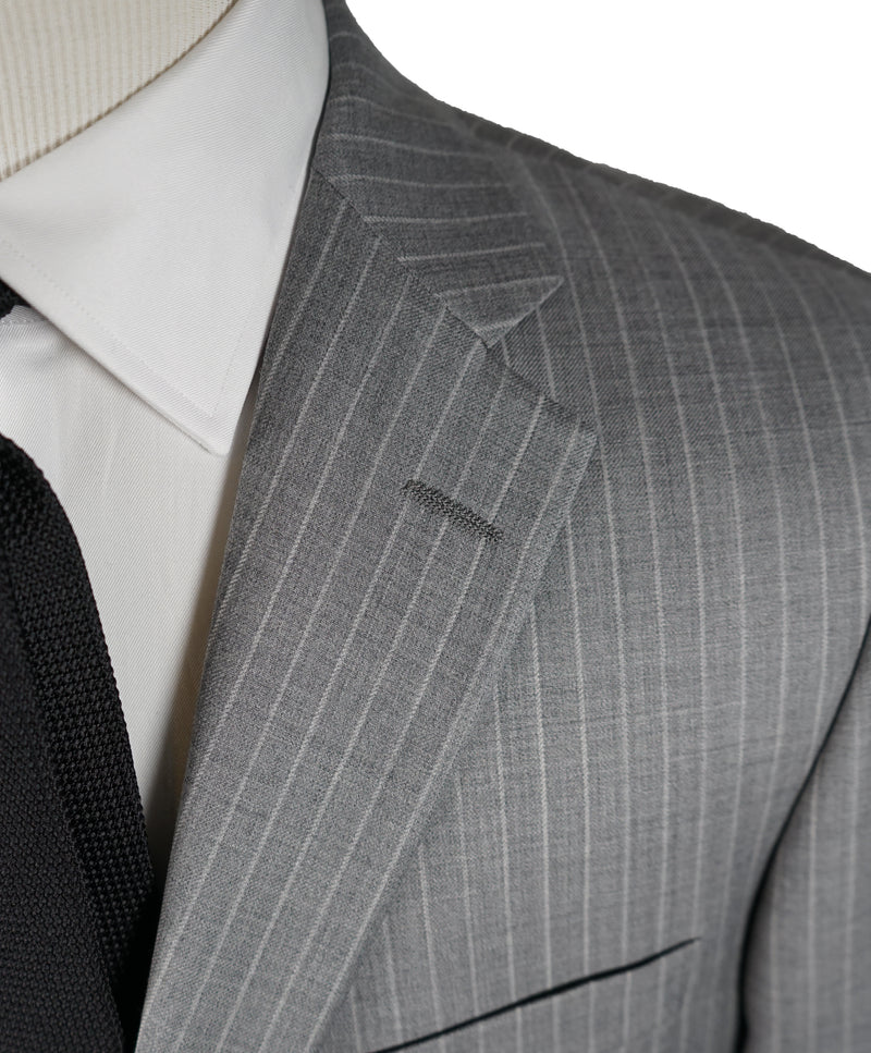 HICKEY FREEMAN - Gray With Tonal Chalk Stripe 2-Button Suit - 42R
