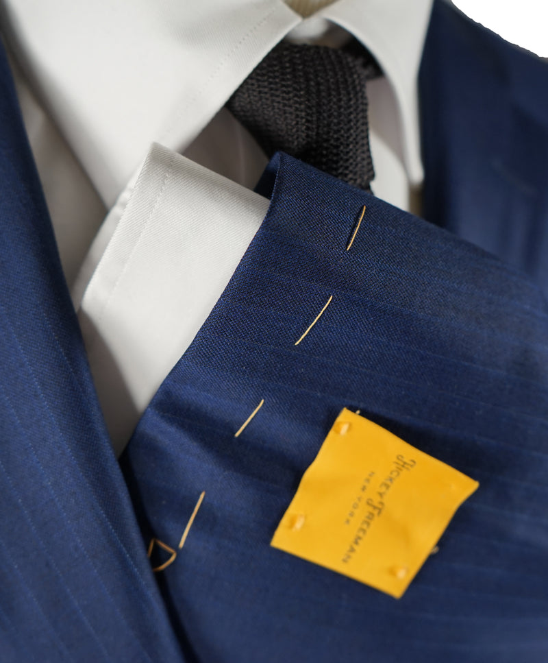 HICKEY FREEMAN / LORO PIANA - 150’s Fabric Blue Fine Stripe Suit - 42R