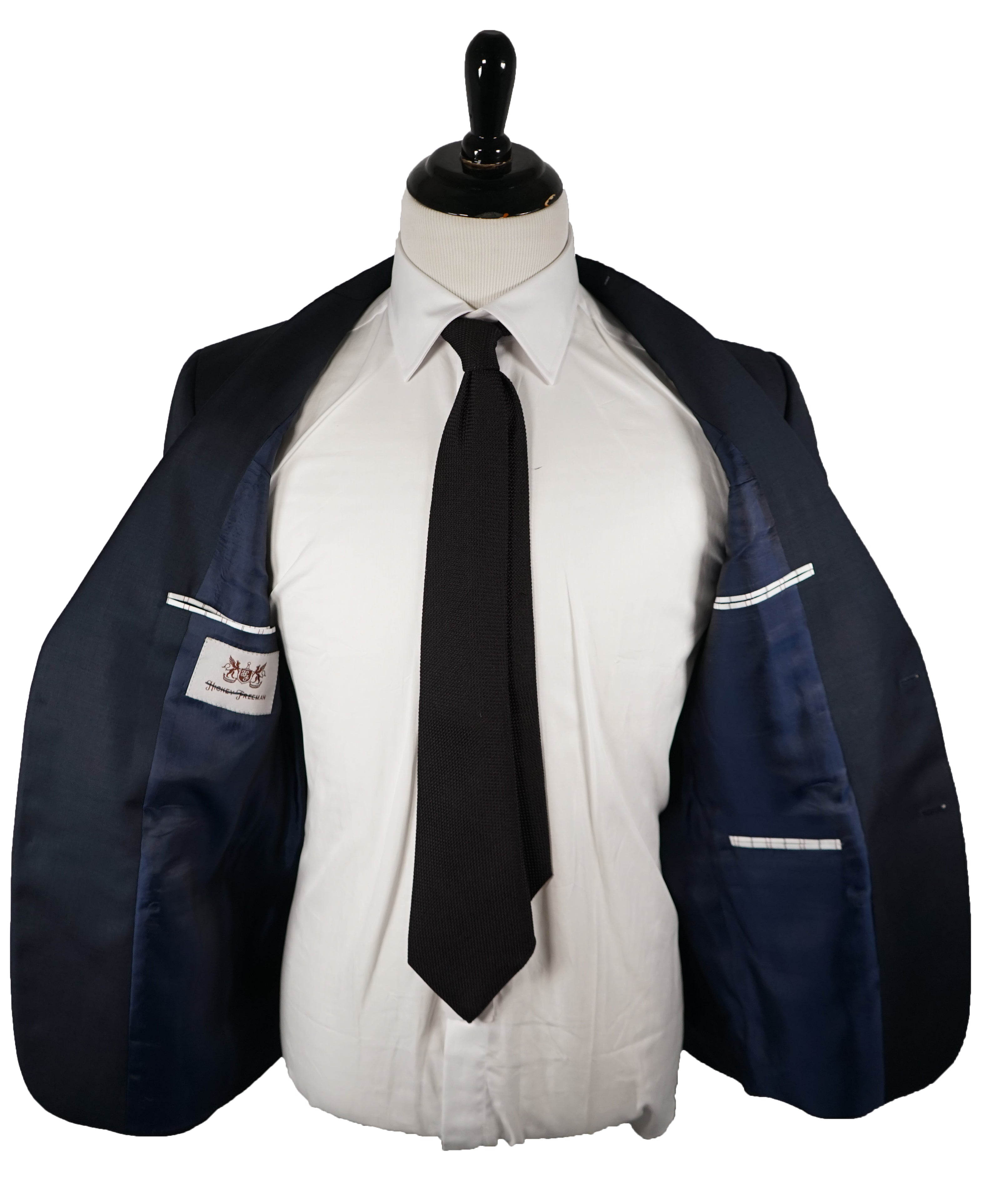 HICKEY FREEMAN - Navy Blue Textured Solid Suit - 40S