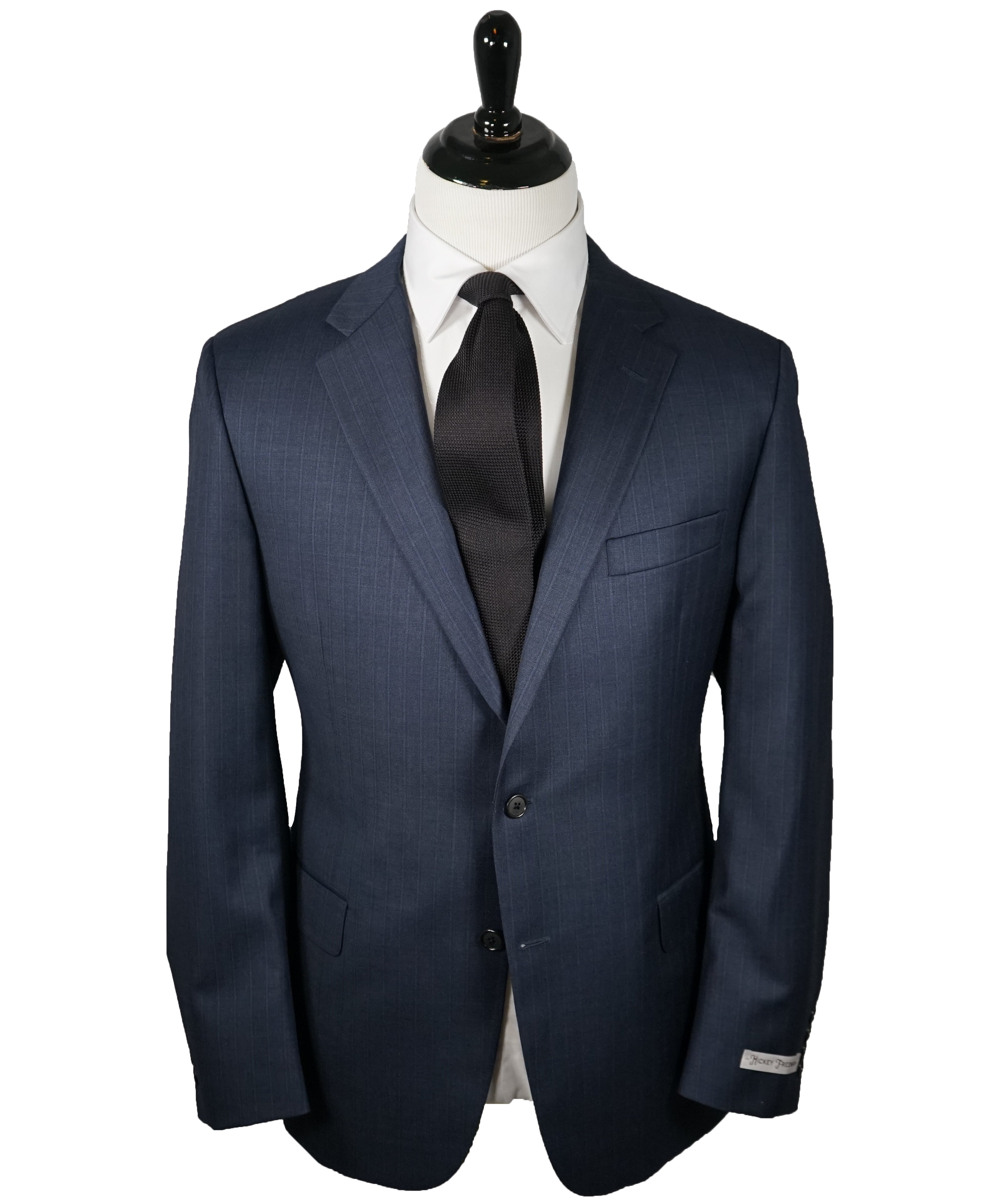 HICKEY FREEMAN - Tonal Chalk Stripe Medium Blue Suit - 44R