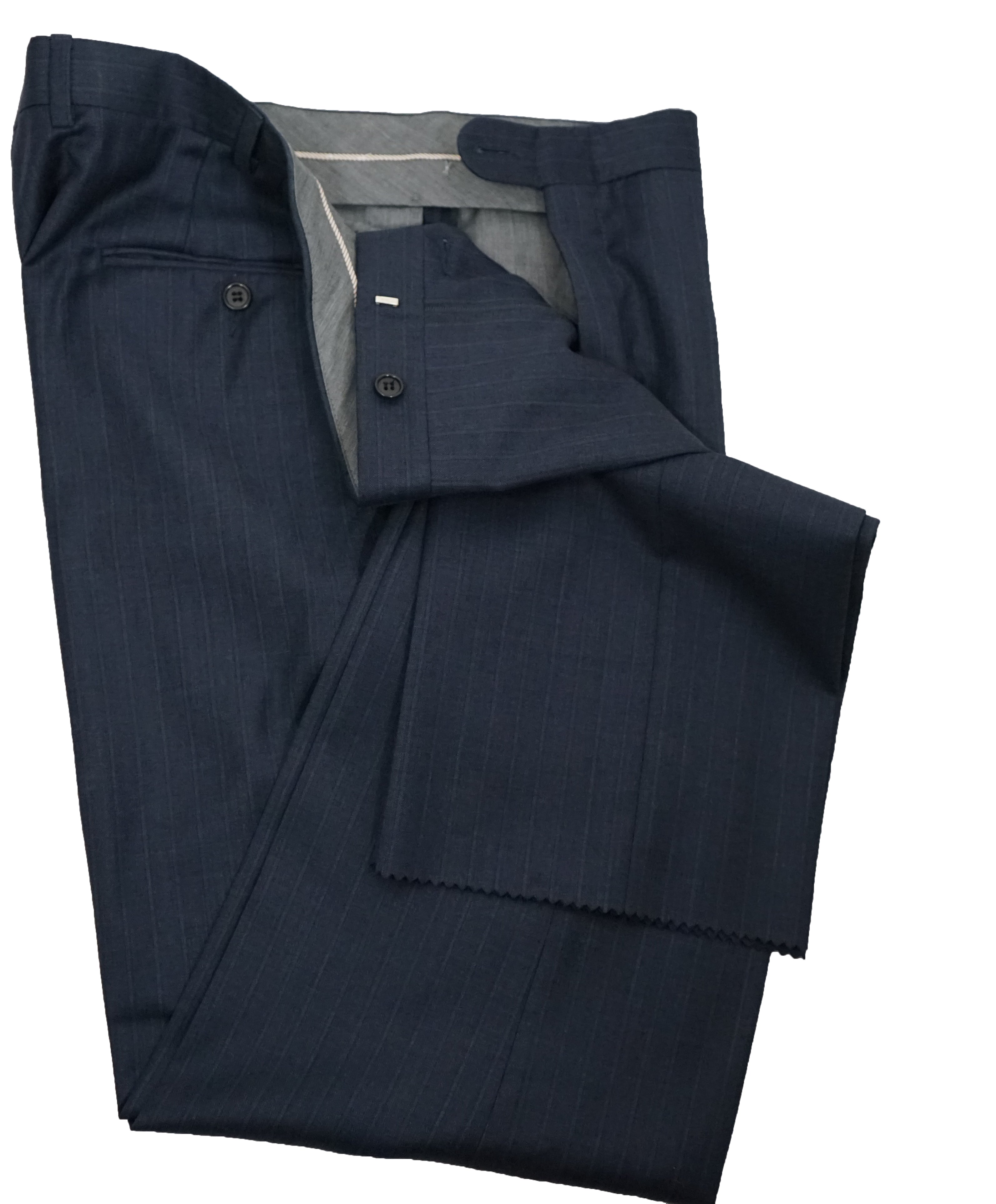 HICKEY FREEMAN - Tonal Chalk Stripe Medium Blue Suit - 44R
