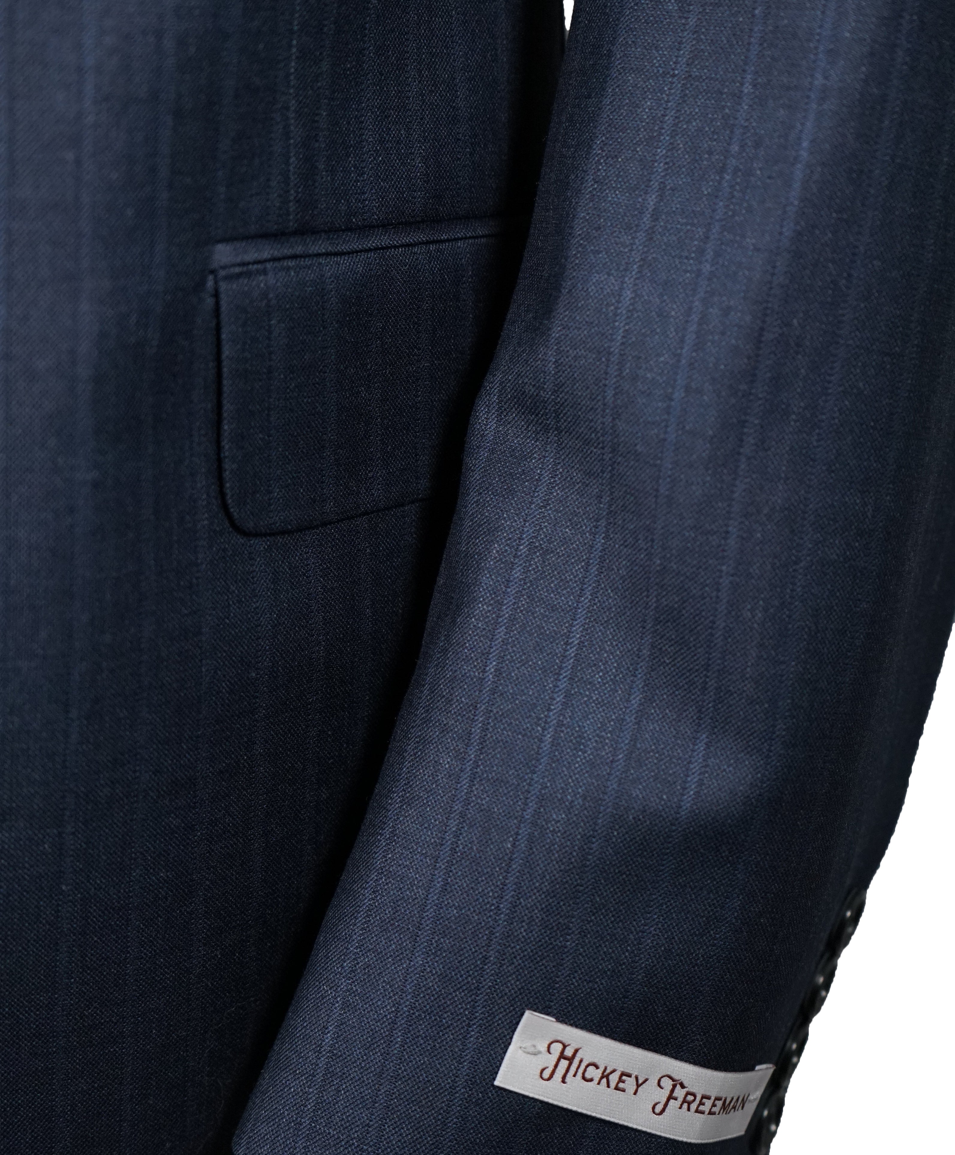 HICKEY FREEMAN - Tonal Chalk Stripe Medium Blue Suit - 44R