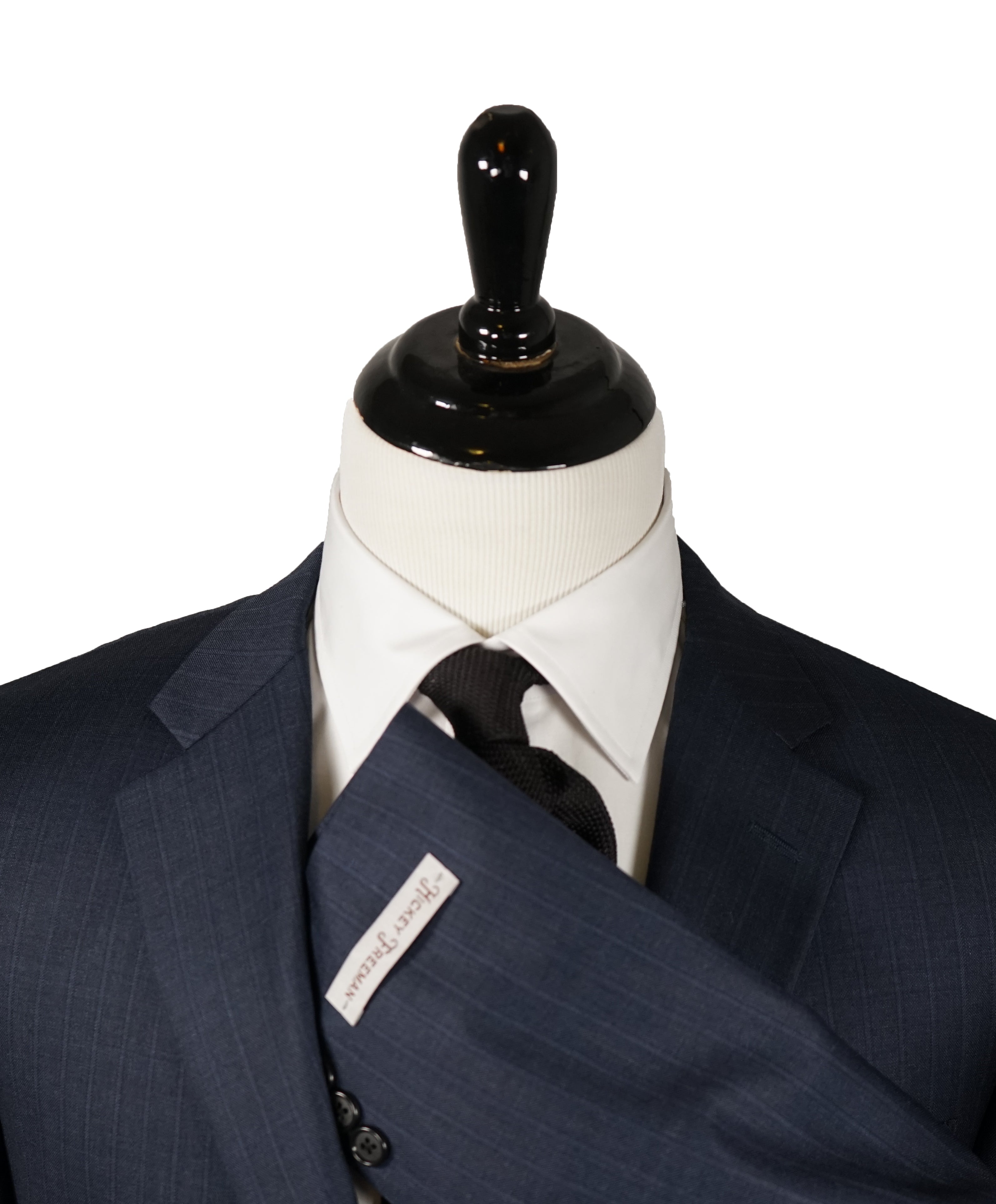 HICKEY FREEMAN - Tonal Chalk Stripe Medium Blue Suit - 44R