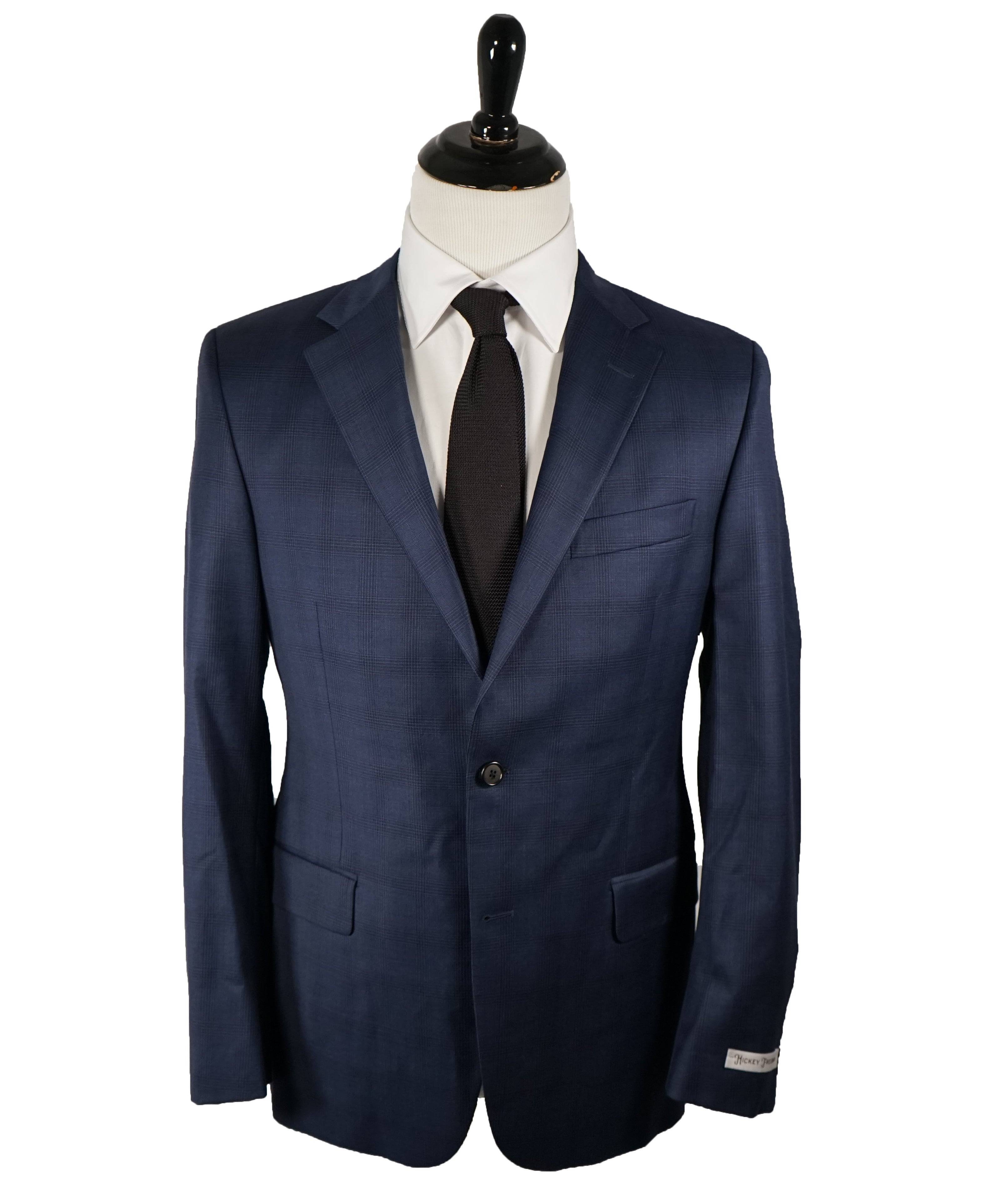 HICKEY FREEMAN - Tonal Medium Blue Plaid Check Suit - 40R