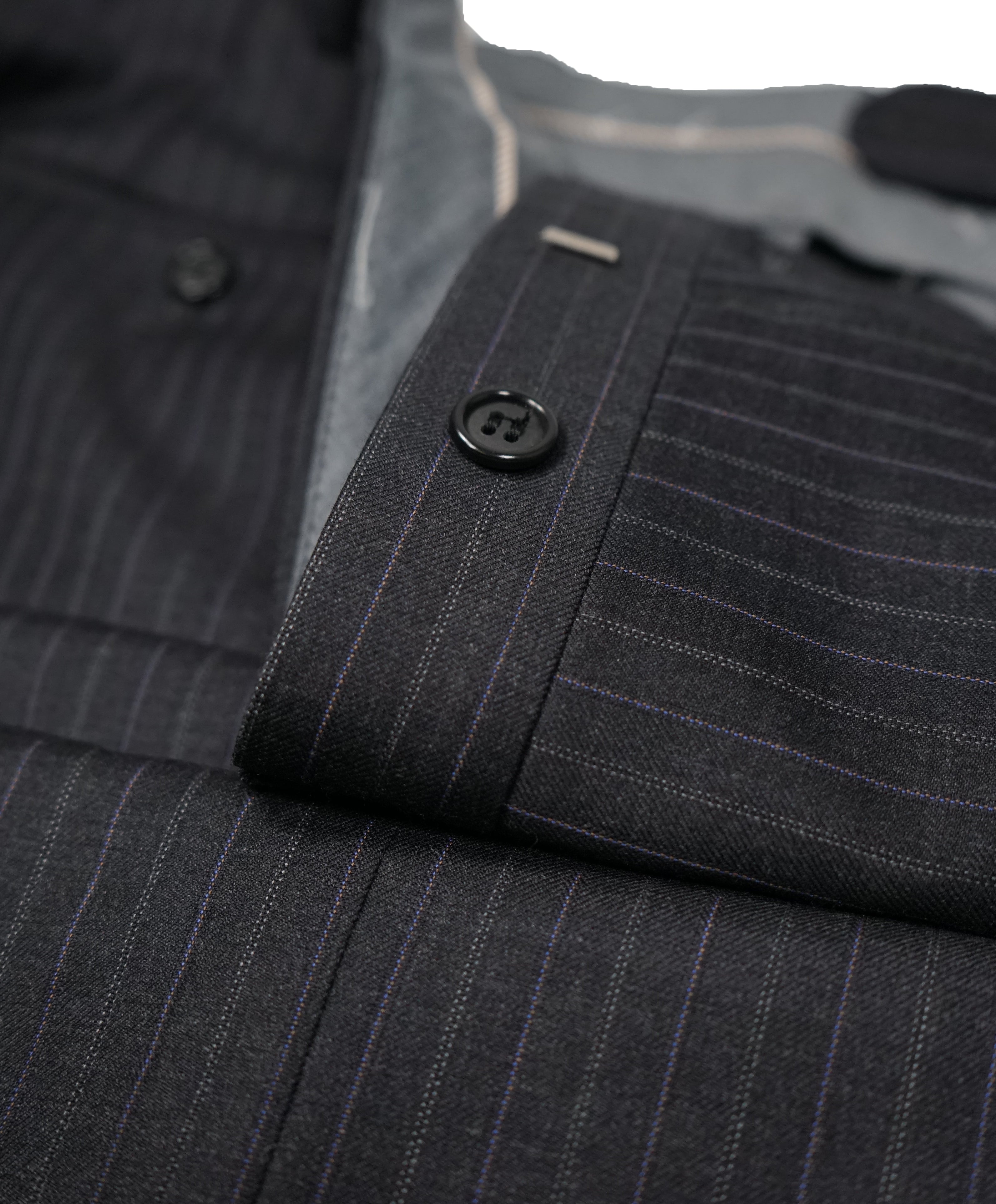 HICKEY FREEMAN - Wool Flat Front Dress Pants Purple Pinstripe - 38W