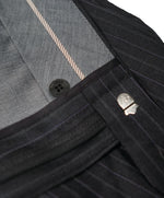 HICKEY FREEMAN - Wool Flat Front Dress Pants Purple Pinstripe - 38W