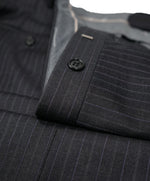 HICKEY FREEMAN - Wool Flat Front Dress Pants Purple Pinstripe - 38W