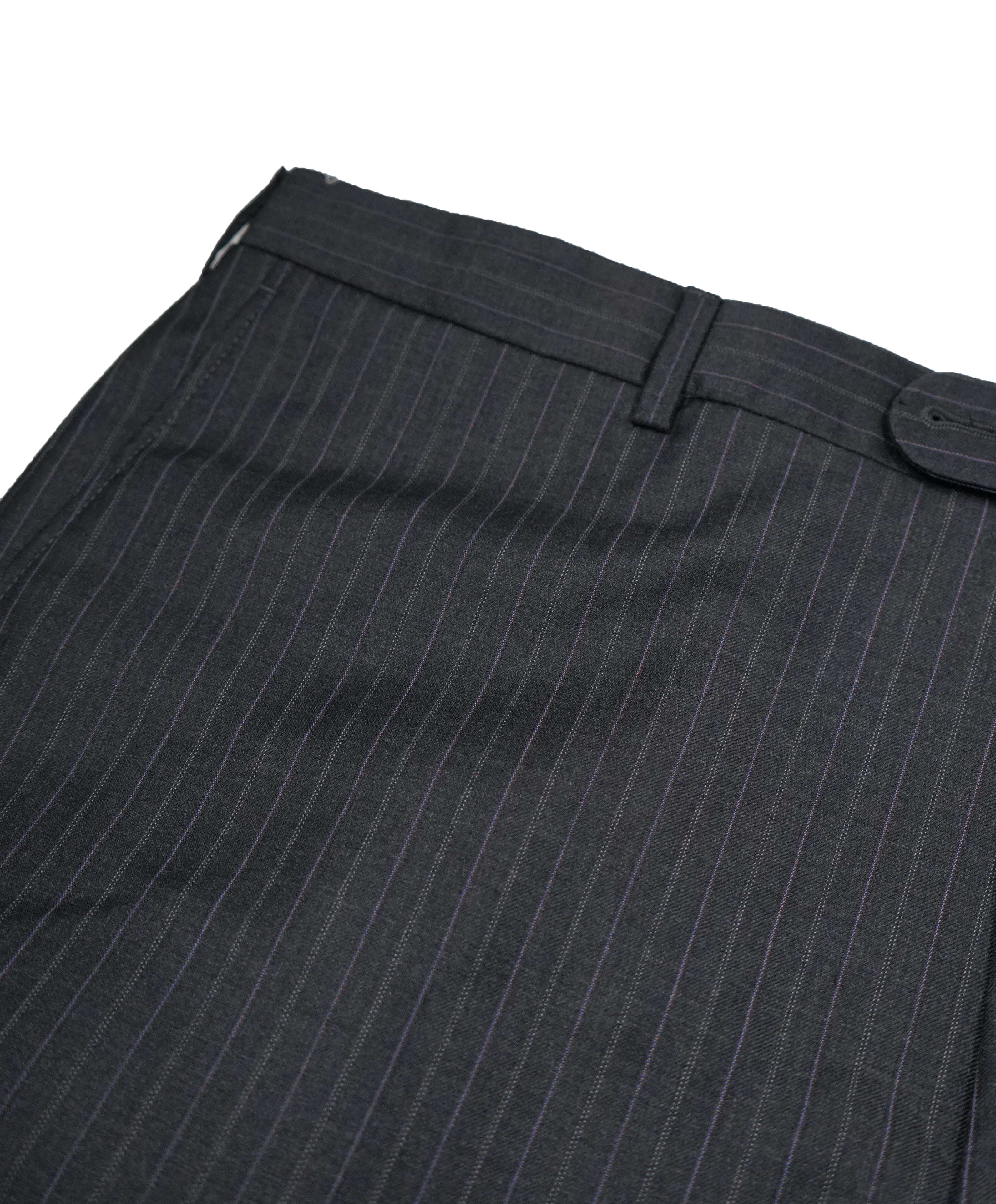 HICKEY FREEMAN - Wool Flat Front Dress Pants Purple Pinstripe - 38W