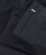 HUGO BOSS - “Henry/Glow" Navy Slim Tipped Wool/Silk Dress Pants - 33W