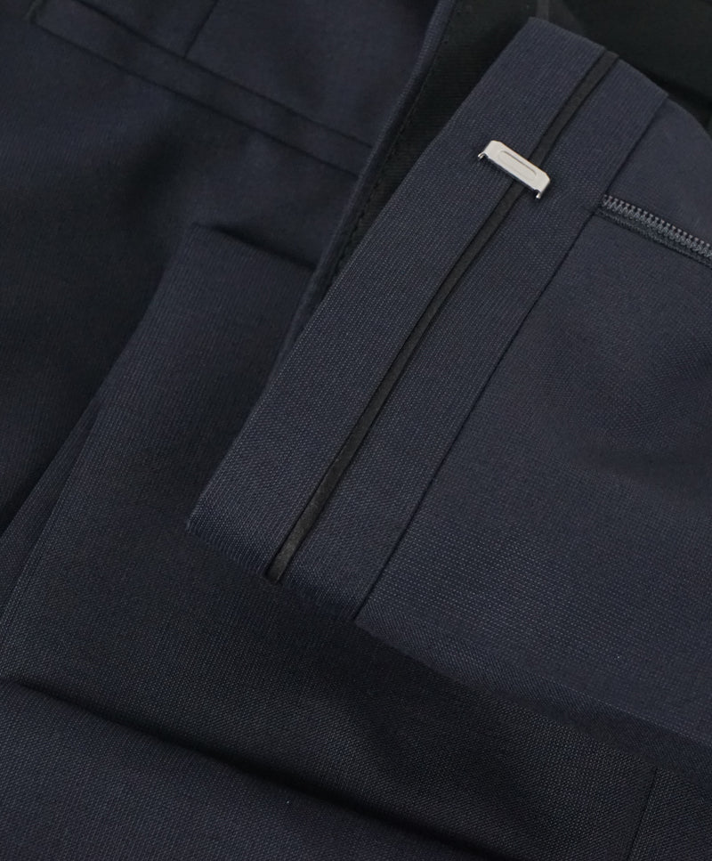 HUGO BOSS - “Henry/Glow" Navy Slim Tipped Wool/Silk Dress Pants - 33W