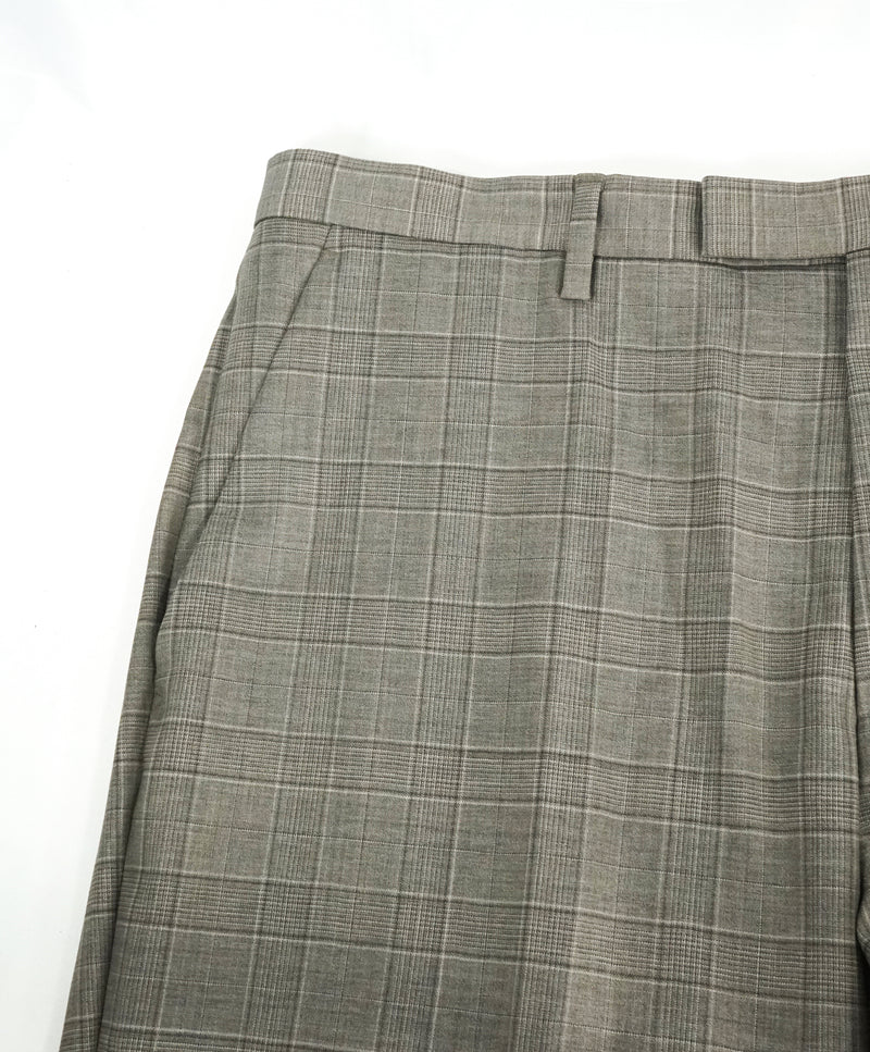 HUGO BOSS - Brown/Gray Plaid “The James5/Sharp7” Flat Front Dress Pants - 36W
