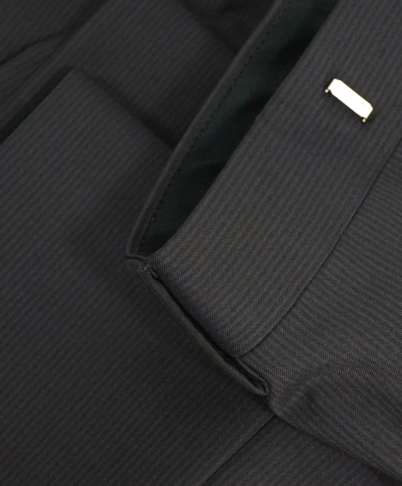 HUGO BOSS - Navy Tonal Stripe “Huge4/Genius3”  Flat Front Dress Pants - 32W