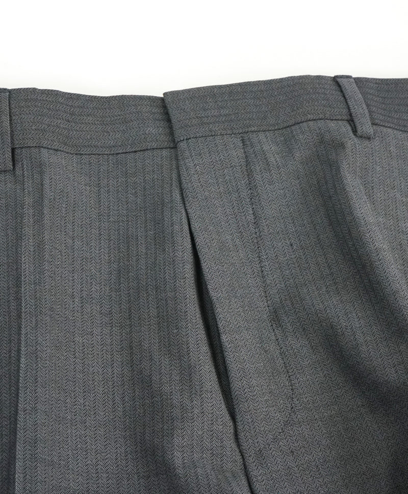 HUGO BOSS - Gray Herringbone “Adanz/Weyll/Hamen1” Flat Front Dress Pants - 36W
