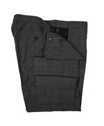 HUGO BOSS- Gray Brown Multi-Check Plaid Flat Front Dress Pants- 39W
