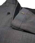 HUGO BOSS -Medium Blue Micro Check Flat Front Dress Pants - 31W