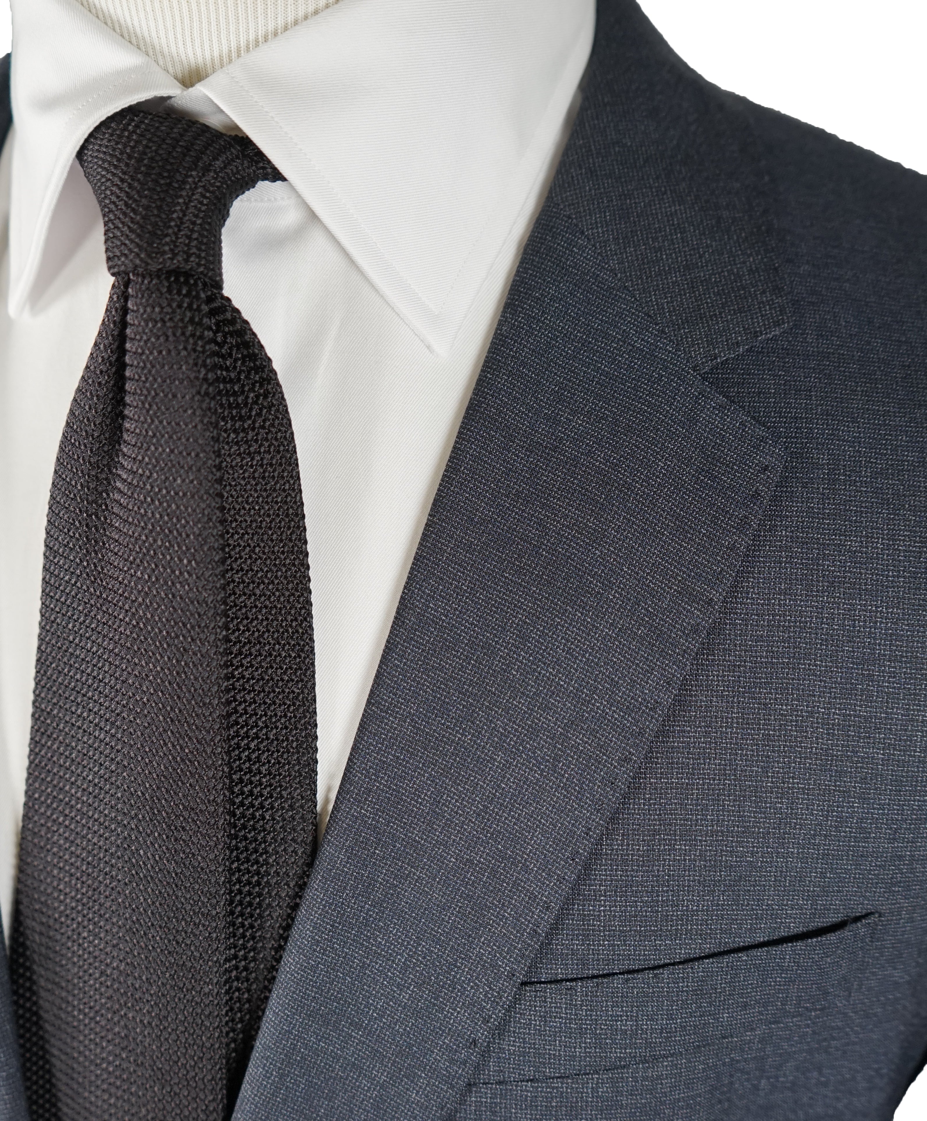 HUGO BOSS - Blue & Gray Basket Weave Suit Super 120’s - 42R
