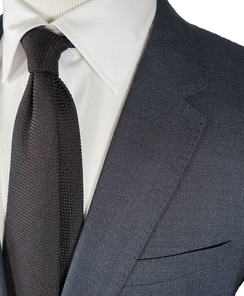 HUGO BOSS - Blue & Gray Basket Weave Suit Super 120’s - 42R