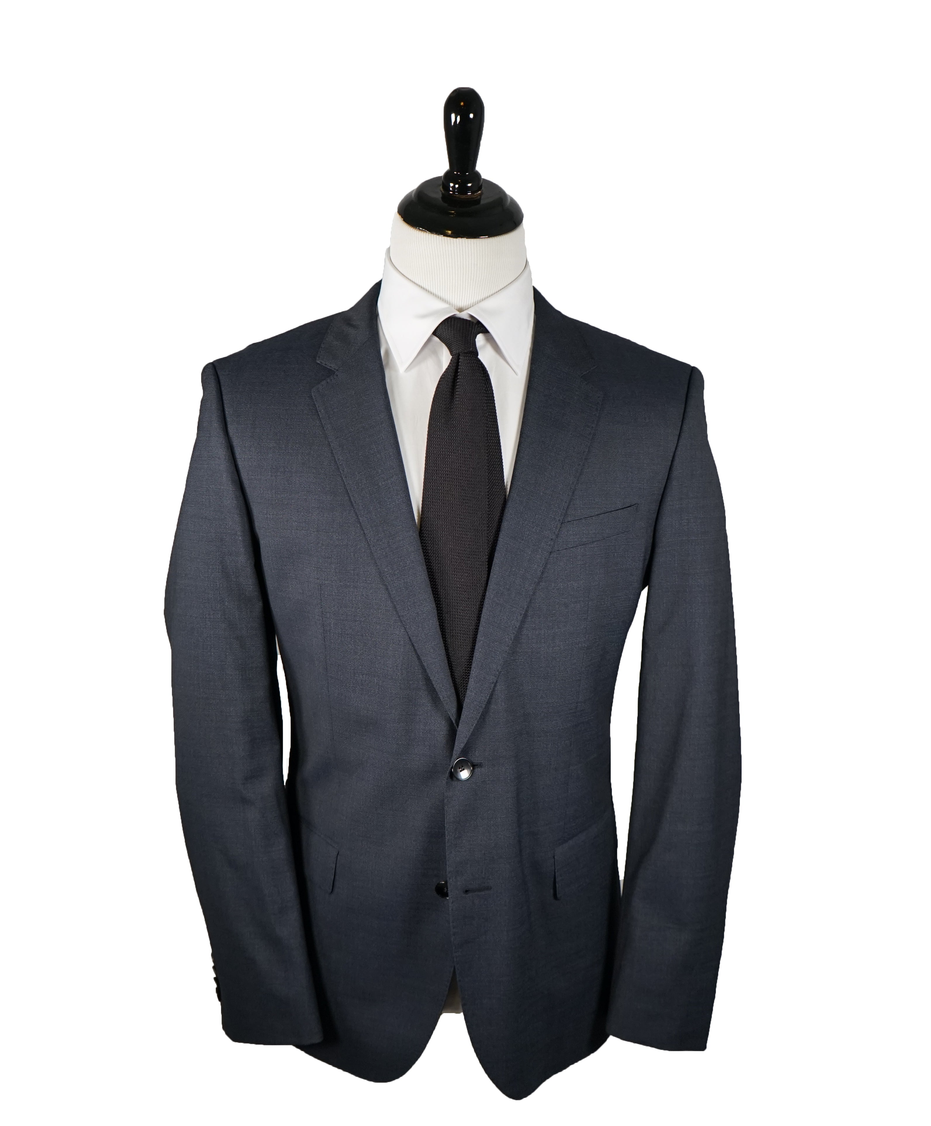 HUGO BOSS - Blue & Gray Basket Weave Suit Super 120’s - 42R