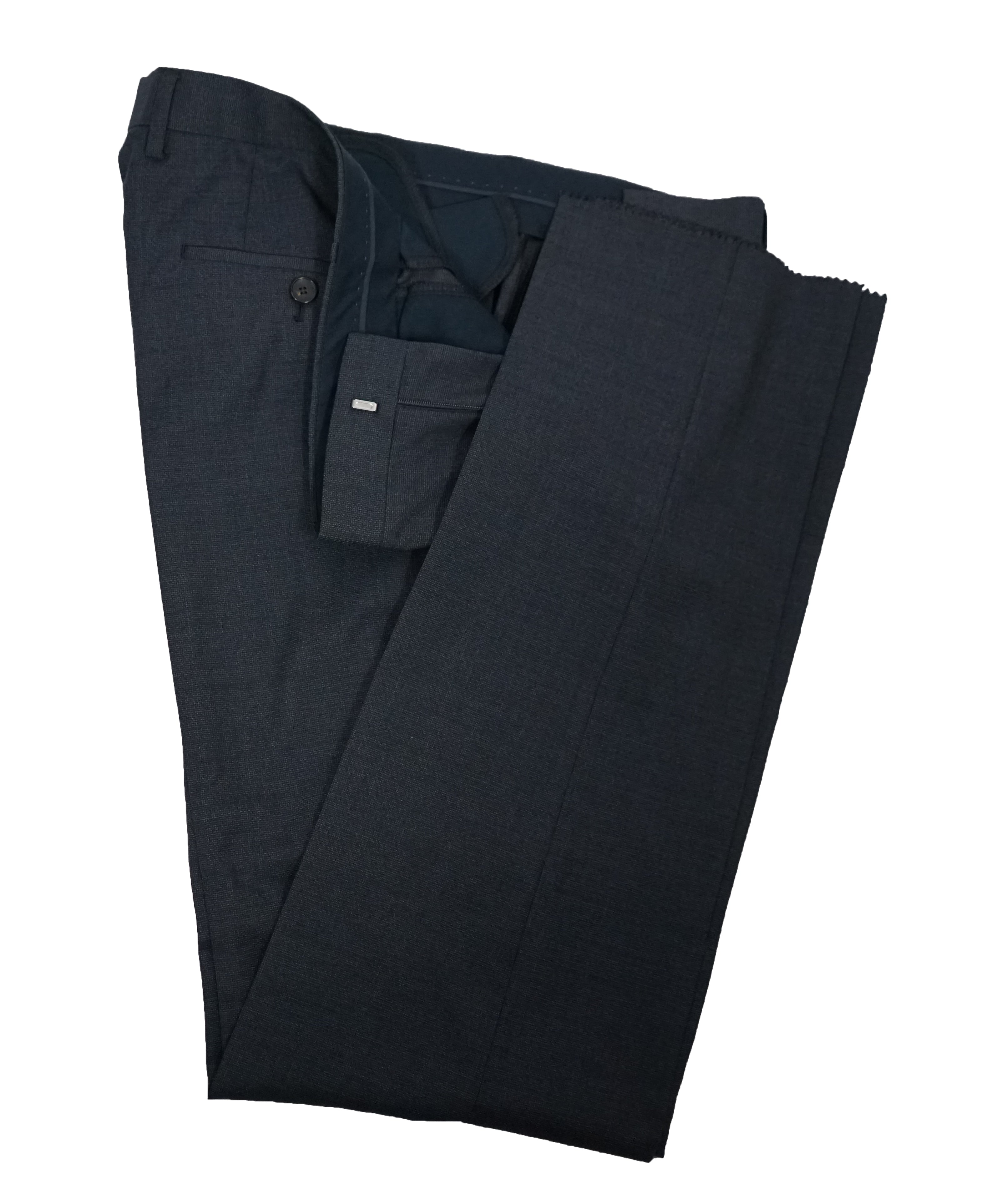 HUGO BOSS - Blue & Gray Basket Weave Suit Super 120’s - 42R
