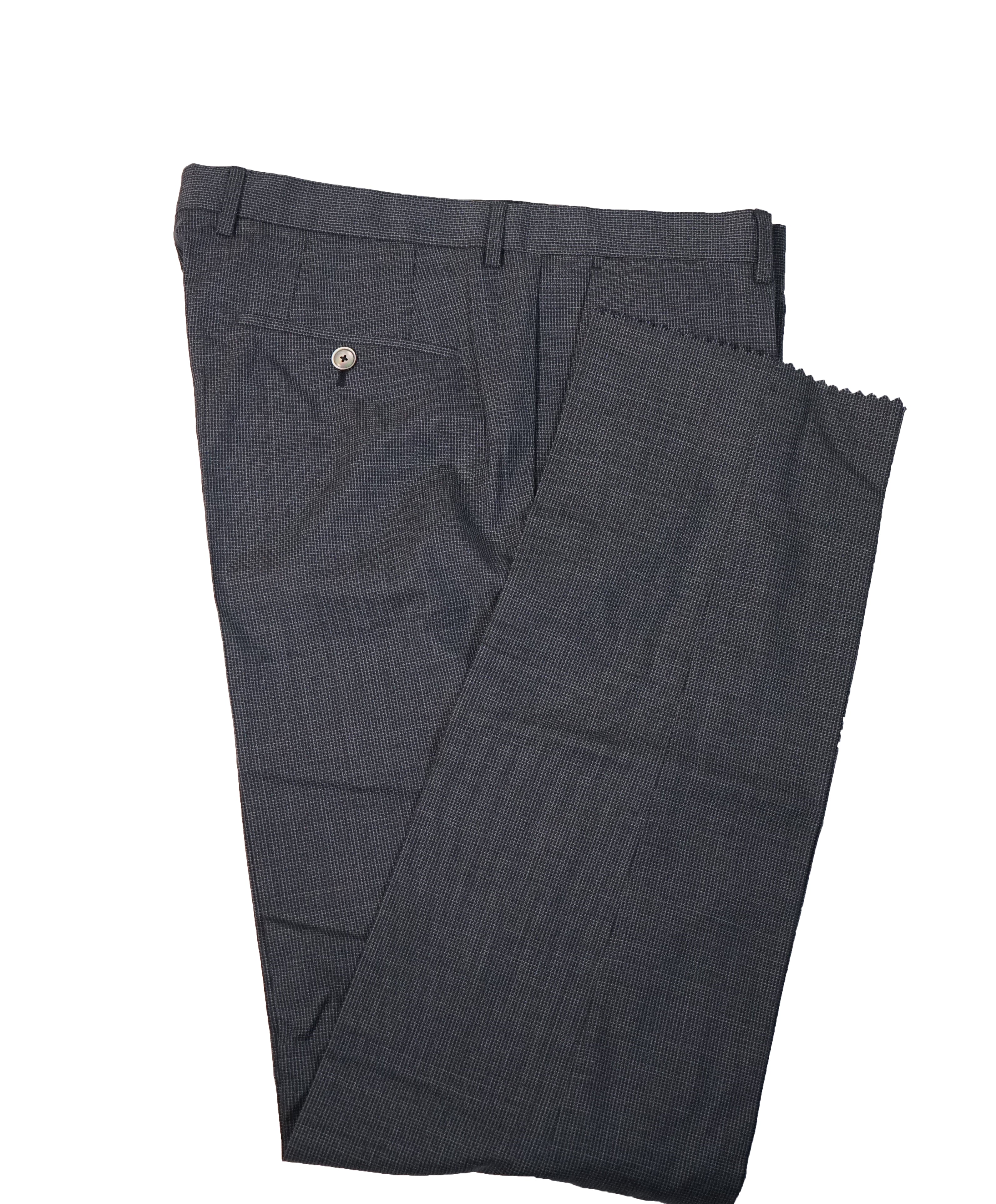HUGO BOSS - Blue Medium Blue Micro Check Flat Front Dress Pants- 36W